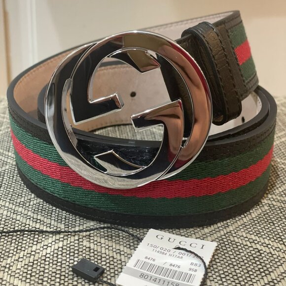 Gucci classic web strap belt Sz 95 - Picture 2 of 4